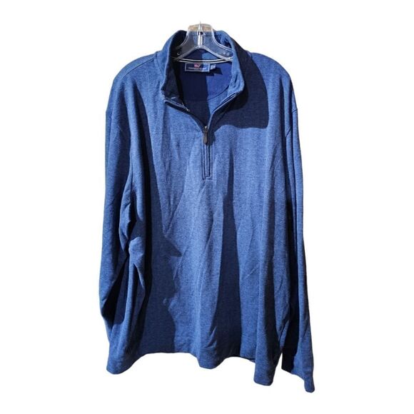 VINEYARD VINES Men's Blue Herringbone 1/2-Zip Pullover - Size 2XL - Picture 1 of 7
